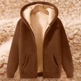 thumbnail image 4 of Winter Coats for Men Long Sleeve Zip Up Thick Winter Jacket Sherpa Fleece Lined Hooded Work Lightweight Oversized Fashion Outerwear with Pockets Brown XL, 4 of 6