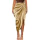 thumbnail image 1 of Falda plisada asimétrica plisada para mujer con cintura alta y pliegues campán, (bright Champagne) XL campán, (bright Champagne) XL Xishao ropa, 1 of 2