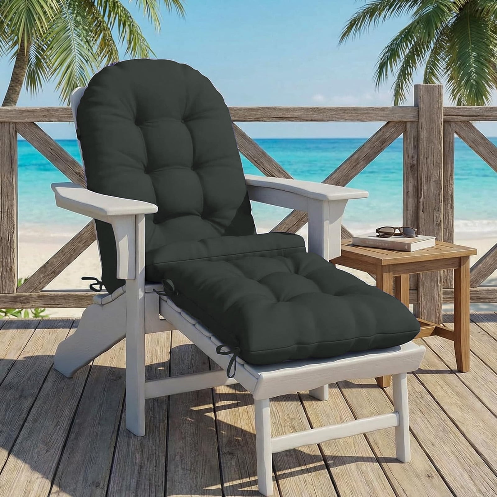 HONEY HOME Outdoor Adirondack Chair Cushions, 44x19x4 Inch Waterproof Rocking Chair Cushion and 17x19 Ottoman Cushion for Patio, Garden