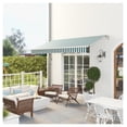 thumbnail image 2 of 12x10 ft Retractable Awning - Patio Sun Shade Shelter, Manual Crank, UV & Water Resistant, Aluminum Frame - Deck, Balcony, Yard - Green & White, 2 of 9