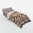 thumbnail image 3 of Ambesonne Geometric Bedding Set 4 Pcs, Grunge Shapes, Queen, Orange Pale Pink Black, 3 of 3