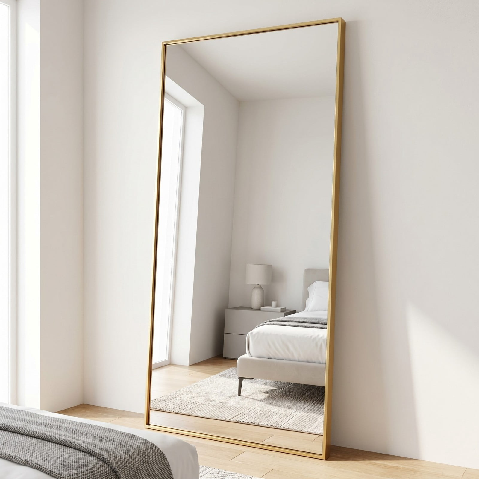 Gleamira 36"x71" Oversized Rectangular Full Length Mirror Floor Standing Mirror, Gold