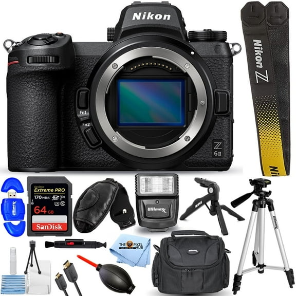 Nikon Z 6II Mirrorless Digital Camera (Body Only) with 64GB Memory Card and Flash Bundle - 1659