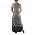 thumbnail image 4 of Womens Boho Maxi Striped Chevron Print Scoop Neck Tank Dress (Grey, XL), 4 of 4