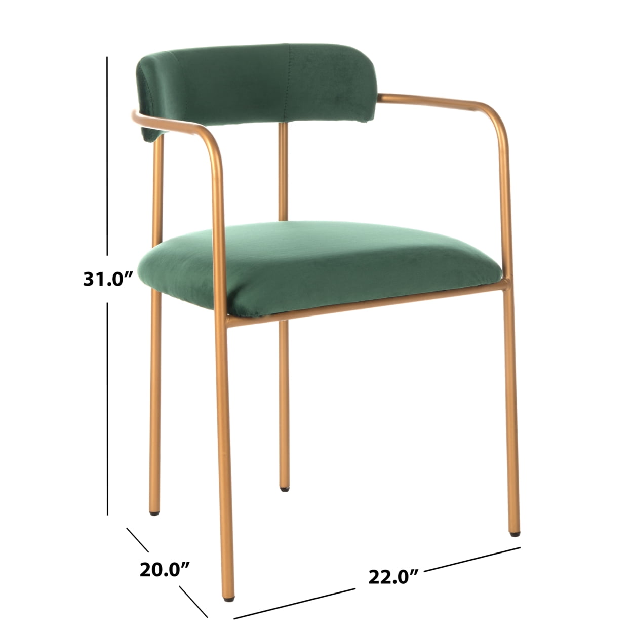 SAFAVIEH Camille Modern Solid Side Chair, Malachite Green/Gold, Set of 2