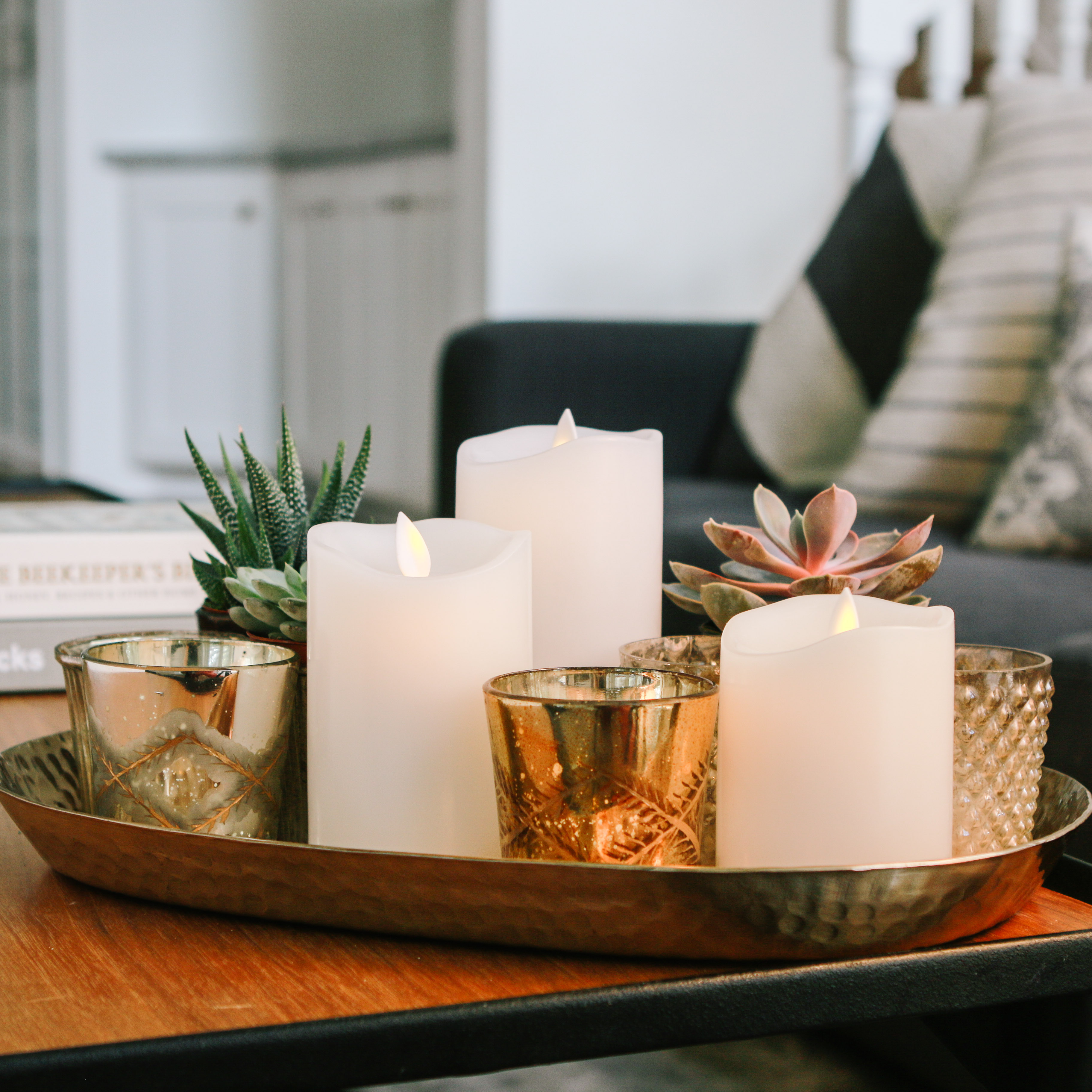 Flameless Candles Led Battery Operated with Remote Control Timer and Flickering Flame White Indoor Outdoor Large Pillar Candle Lights - Set of 3 Unscented 4" 5" 6" Height, 3" Diameter