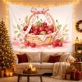 thumbnail image 3 of Pink Ribbon and Cherry Illustration Tapestry, 3 of 7