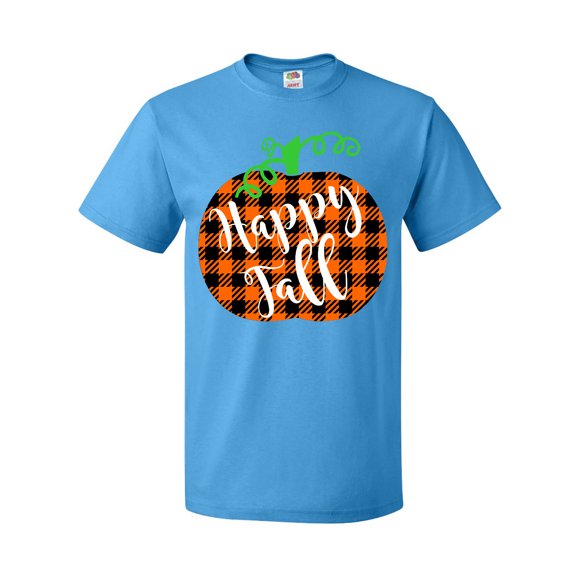 Inktastic Happy Fall Plaid Pumpkin T-Shirt