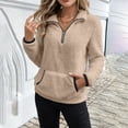 thumbnail image 7 of KICILVS Womens Fleece Half Zip Pullover with Front Kangaroo Pocket Cozy Warm Winter Casual Daily Loungewear Tops, 7 of 7