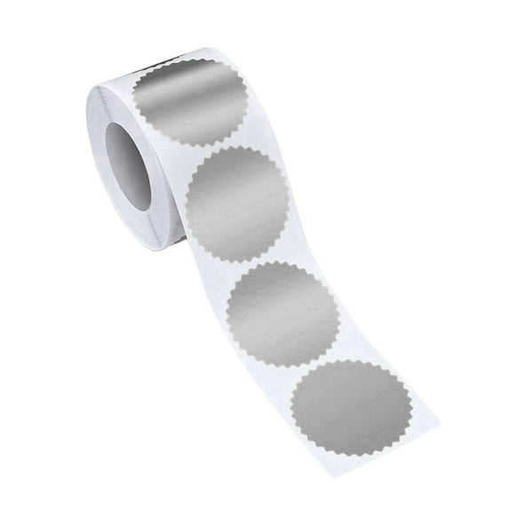 Pegatinas metálicas con relieve para certificados, pegatinas de recompensa de 5 cm, etiquetas metálicas autoadhesivas para sobres y certificados. Plata