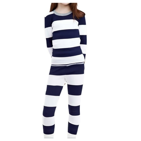 Kids Girls Tracksuit Clothes Set Cute Striped Print Sweatshirt Set Adorable Home Outfit And Boys And Loungewear Casual Pants Set 8-9 Years
