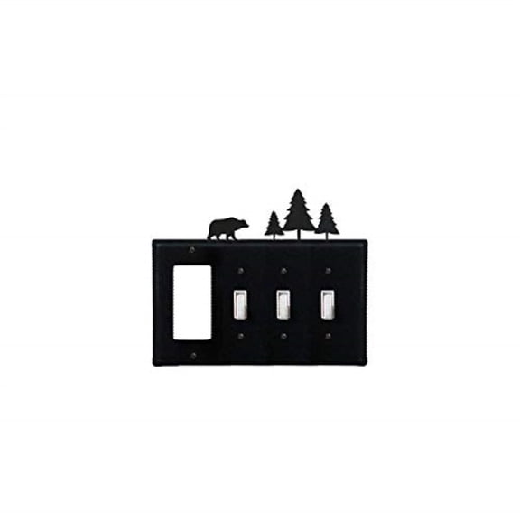 Bear & Pine Trees Single GFI CUSTOM Product Triple Switch Cover