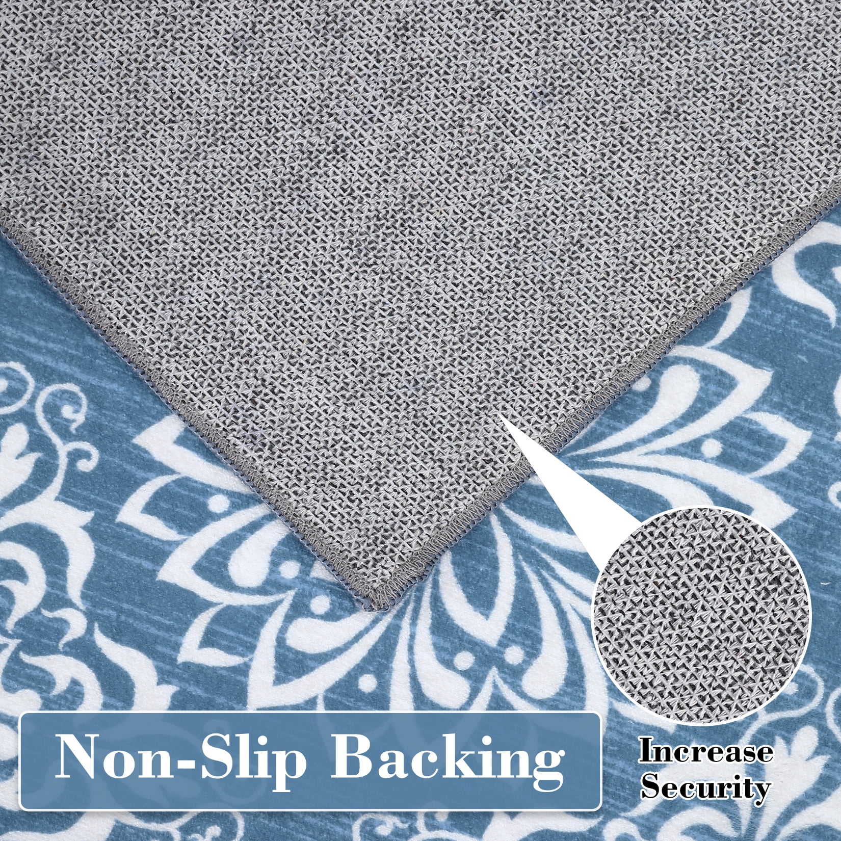 HOMERRY Indoor Washable 5' x 7' Area Rug Floral Rug for Living Room Non-Slip Floor Carpet for Bedroom, Blue