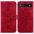 thumbnail image 2 of Compatible with Google Pixel 6A Embossed Lily Wallet Case with Card Holder PU Leather Flip Cover, 2 of 5