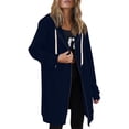 thumbnail image 2 of Zip Up Hoodies Womens Long Sleeve Long Tunic Sweatshirts Oversized Fleece Casual 2026 Fall Jacket Coat with Pocket Navy M, 2 of 7