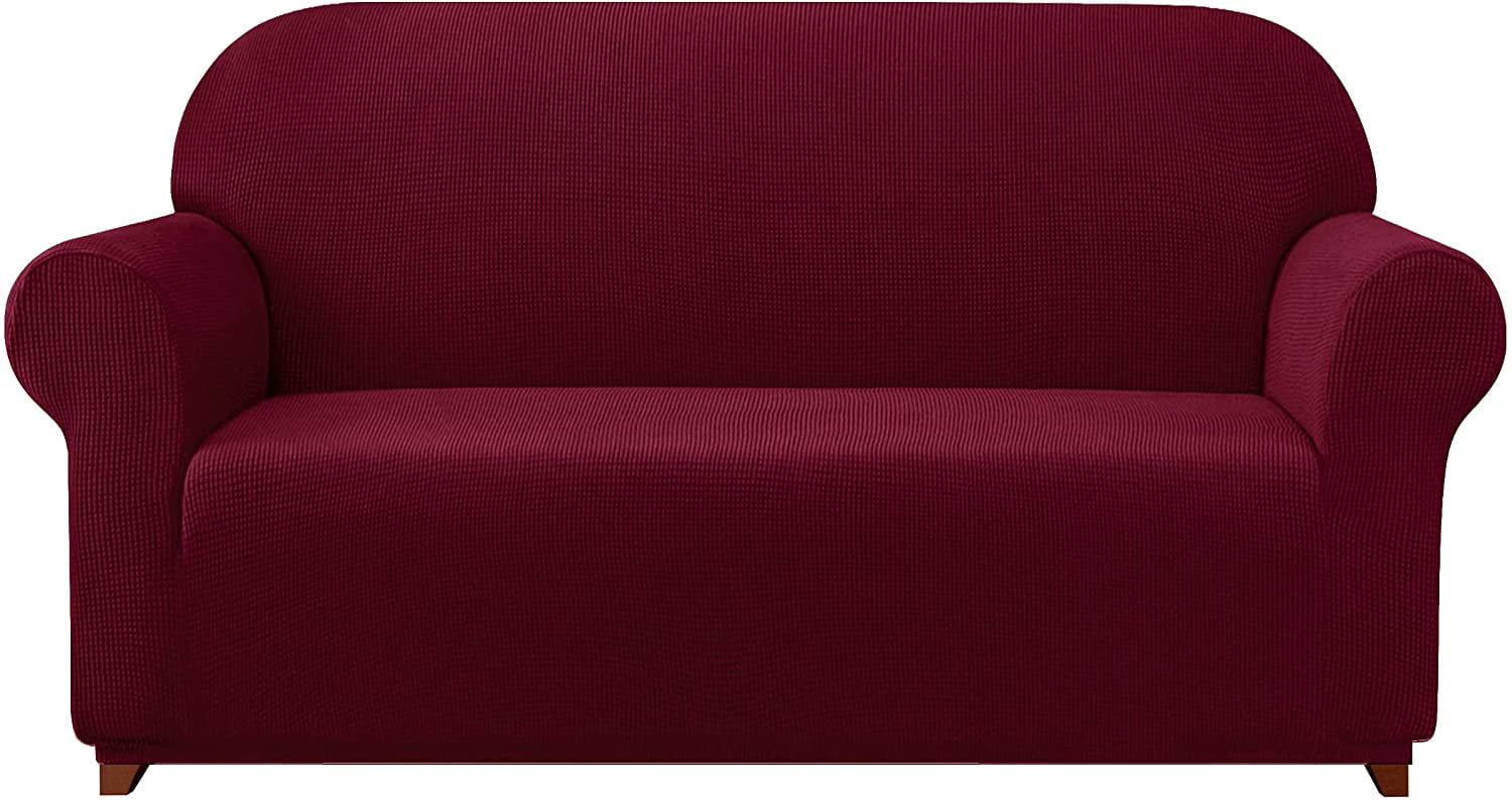 Subrtex 1Piece Stretch Sofa Slipcover Non Slip Couch Cover (Sofa, Wine