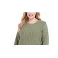 thumbnail image 2 of Karen Scott Women's Cable Knit Panel Sweater Green Size Small, 2 of 3