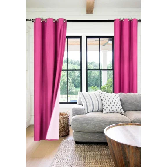 Gorgeous Home Linen 2‑Panel Blackout Thermal Window Curtains, Bronze Grommet Top, Hot Pink, 95 in Long Adam Home Décor