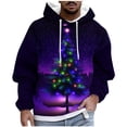 thumbnail image 2 of Sudadera con capucha para hombre, estilo casual, con cuello redondo, estampado de árbol de Navidad, manga larga, blusa de poliéster, 2 of 5