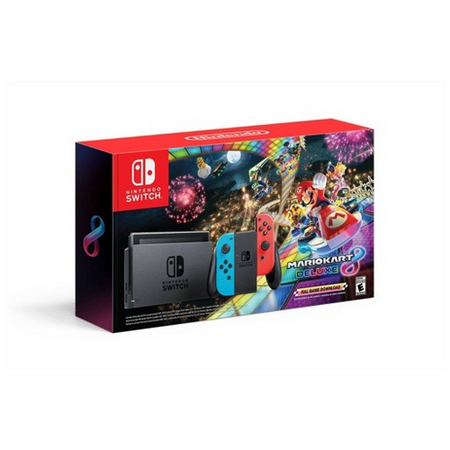 Nintendo Switch with Neon Blue and Neon Red Joy-Con - Game console - Full HD - black, neon red, neon blue - Mario Kart 8 Deluxe