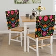 thumbnail image 5 of Mexico Festival Dining Chair Back Cover Only, Watercolor Colorful Flowers Texture Set of 6 Chair Back Covers, Removable Washable for Dining Room, Banquet & Holiday Decoration, 5 of 9