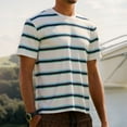 thumbnail image 2 of JAJAHO Men's T Shirt Summer Top Striped Short Sleeve Crewneck Loose Fit Soft Comfortable Tee Shirts Casual Daily Wear Versatile Tops, 2 of 8