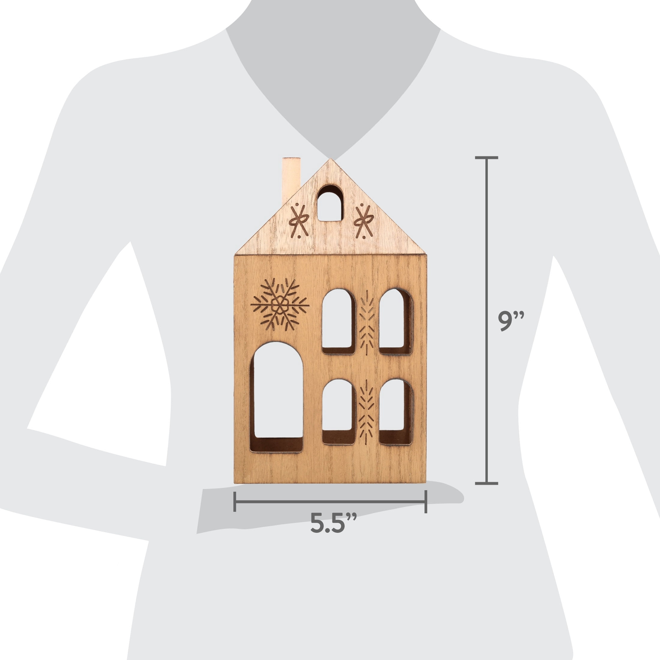 Large Wood House Christmas Decoration, Brown, 9", by Holiday Time
