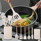thumbnail image 1 of Juego de utensilios de silicona para cocinar – espátula de mango de madera blanca, cuchara, cucharón para sopa, pala para freír, antiadherente, pinza de 9 pulgadas, cubo de almacenamiento –, 1 of 8