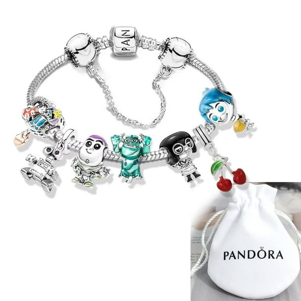 (Con Bolsa De Tela) Pulsera Pandora Serie Disney Conjunto De Pulseras De Moda Exquisita Joyería