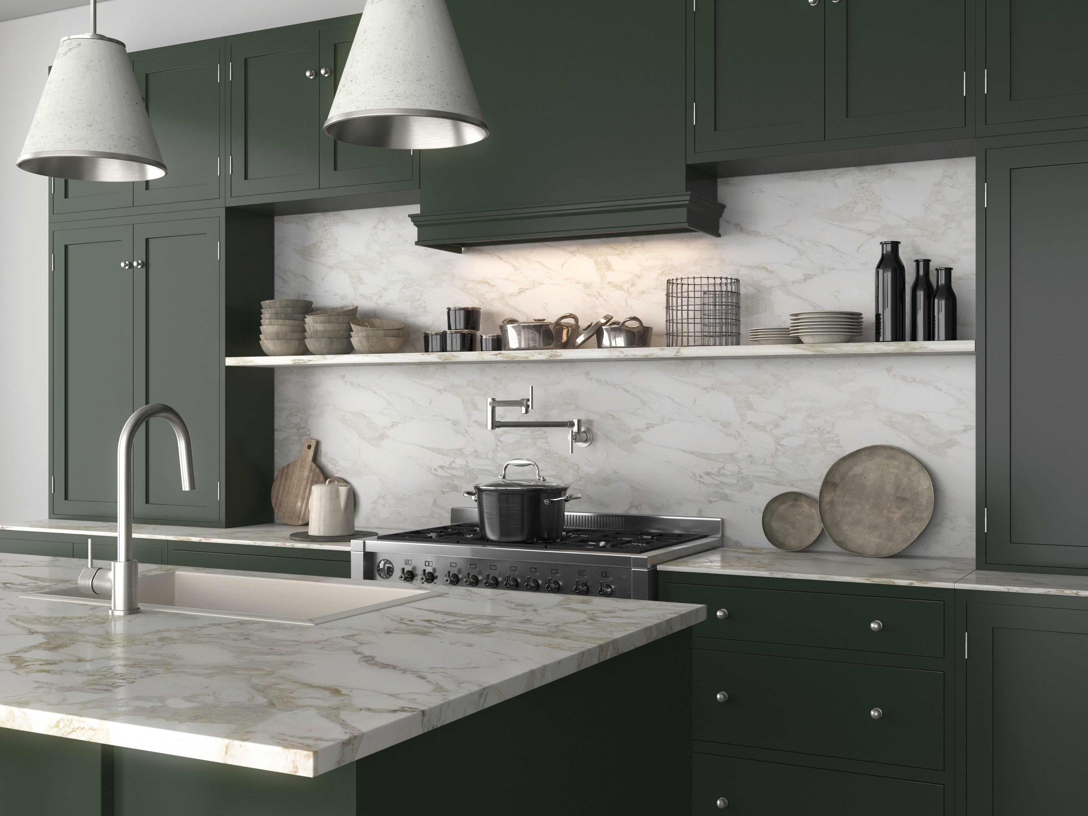 ANZZI Braccia Wall Mounted Double Handle Pot Filler in Brushed Nickel