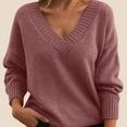 thumbnail image 2 of NMMUED Pull Over Sweaters Womens Knit Top Pullover Sweaters for Women Womens Pullover Sweaters Knitted Sweater Soft Sweaters for Women Long Sleeve Sweaters for Women Brick Red 3XL, 2 of 5