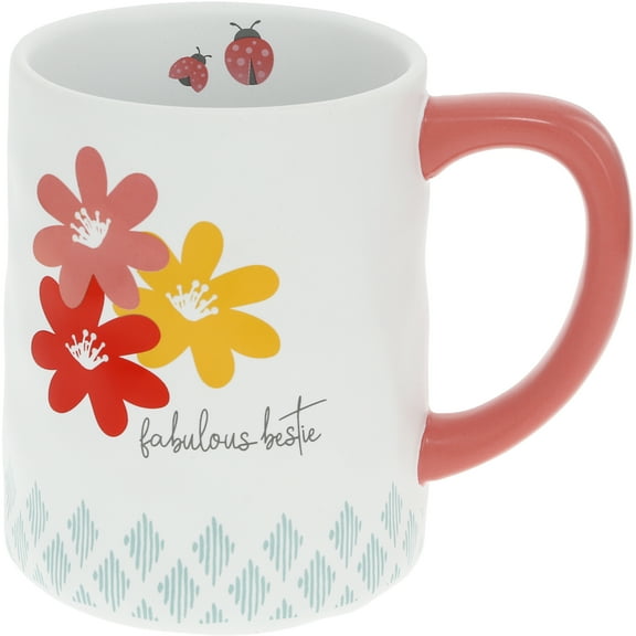 Pavilion Gift Company - Fabulous Bestie - 17 oz Mug - Floral Best Friend BFF Friendship Fabulous Stoneware Coffee Mug Tea Cup