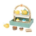 thumbnail image 1 of Juego de madera para fiesta de té, accesorios de cocina, con comida, postre, juego de simulación, juguetes de madera para niñas y niños de 3 a 6 años,, 1 of 9