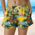thumbnail image 2 of larppty Women's Tropical Palm Tree Print Swim Trunks Quick Dry Beach Board Shorts with Pockets and Drawstring（Light Yellow， S）, 2 of 5