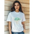 thumbnail image 1 of Camiseta con estampado retro de flores de San Valentín para mujer, de moda, de manga corta, cuello redondo, corte ajustado, ropa informal de verano, ropa de calle, camiseta de ocio, 1 of 6