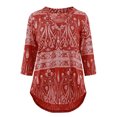thumbnail image 2 of Fancyglim Women's Flowy Paisley Tunic Tops 3/4 Sleeves Shirt V Neck Blouse Red m, 2 of 4
