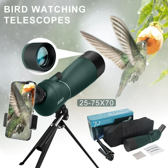 25-75X70 Monocular Telescope, High Power Monocular with Tripod, Waterproof HD for Bird Watching Wildlife Traveling
