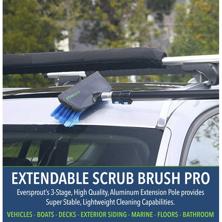 Eversprout 5-to-12 ft Car Brush with Rubber Bumper, Lightweight Extension Pole Handle, Soft Bristles Car Wash Brush, RV Wash Brush, Truck Wash Brush