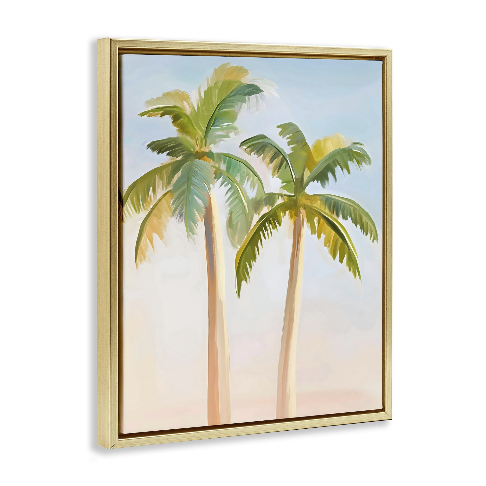 Stupell Industries Tropical Palm Twins at Sunrise Gold Framed Floater Canvas Wall Art, design by The Prints Vibe