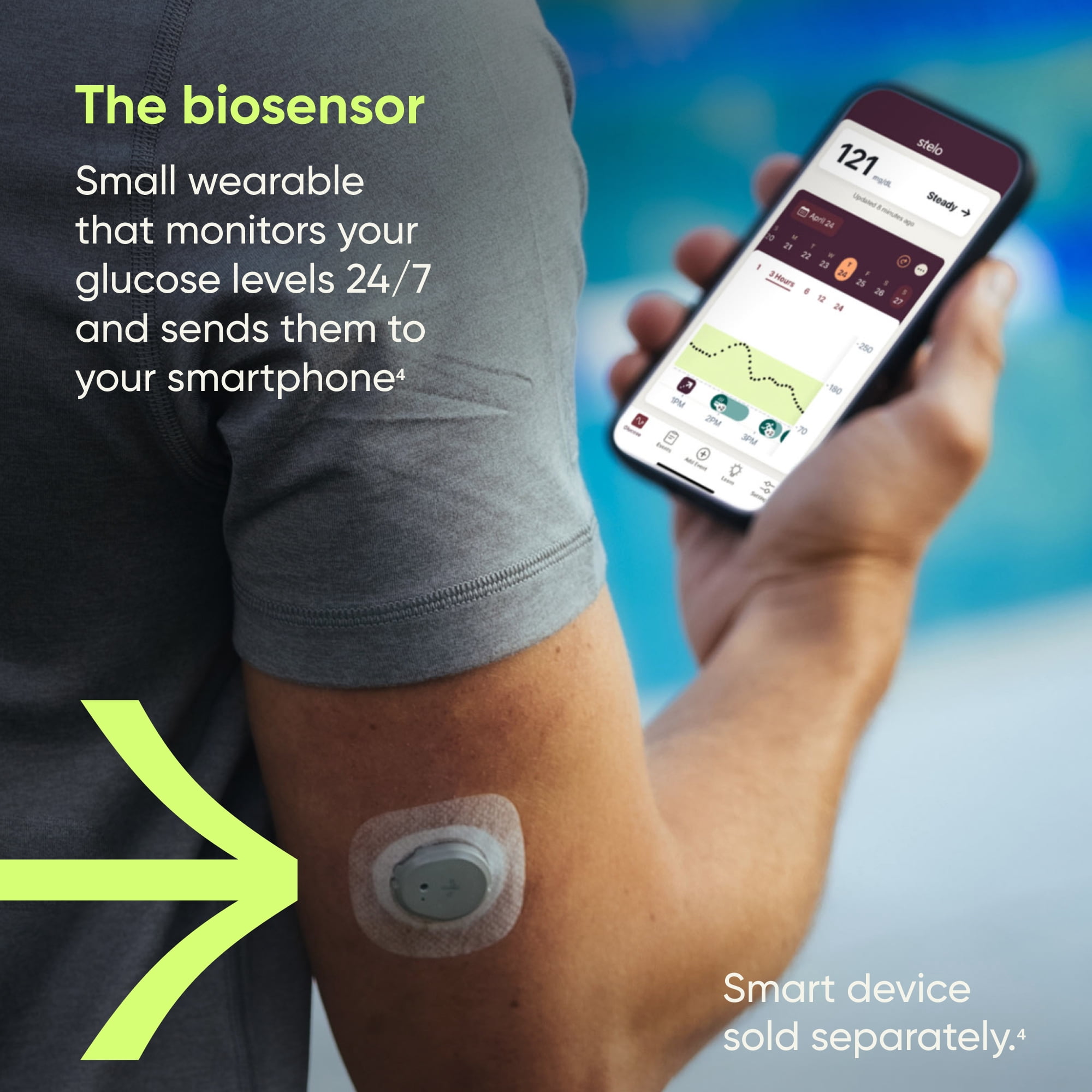 Stelo Glucose Biosensor & App by Dexcom—A Leader in Continuous Glucose Monitoring (CGM). 24/7 Glucose Tracking & Personalized Insights to Reveal Patterns. 2-Pack (Up to 15 Days Each*). iOS & Android.