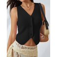 thumbnail image 3 of Sweater Vest Women Spring Summer Casual V Neck Sleeveless Button Down Waistcoat Knit Tank Tops, 3 of 4