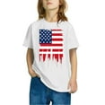thumbnail image 2 of GERsome Toddler Boys Girls 4th of July Patriotic T-Shirts Kids American Flag Short Sleeve Crewneck Tops USA Flag Stars Stripes Graphic Tee, 5-6 Years, 2 of 4