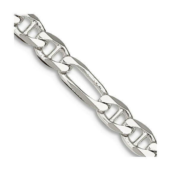 925 Sterling Silver Solid Polished 3.75mm Figaro Nautical Ship Mariner Anchor Chain 20 Inch Lobster Claw Chain Necklace