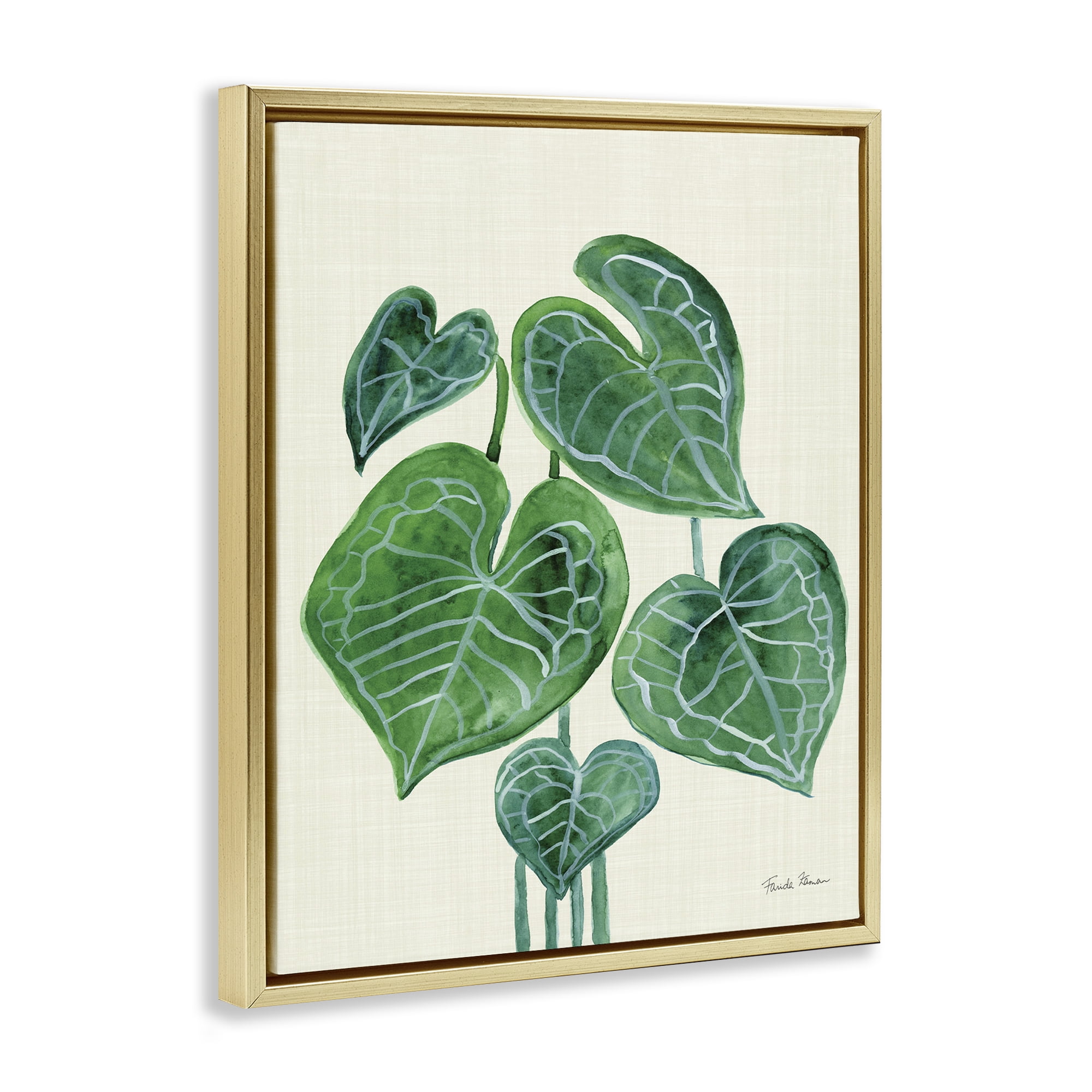 Stupell Industries Tropical Leaf Bundle Botanical & Floral Painting Gold Floater Framed Art Print Wall Art, 25 x 31