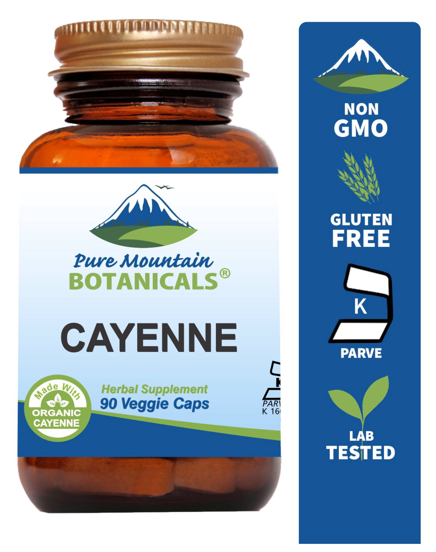 Cayenne Pepper Capsules Kosher Vegan Supplements (90 Caps) 500 mg