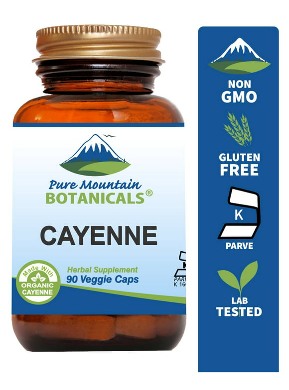 Cayenne Pepper Capsules Kosher Vegan Supplements (90 Caps) 500 mg Organic Cayenne with Capsaicin