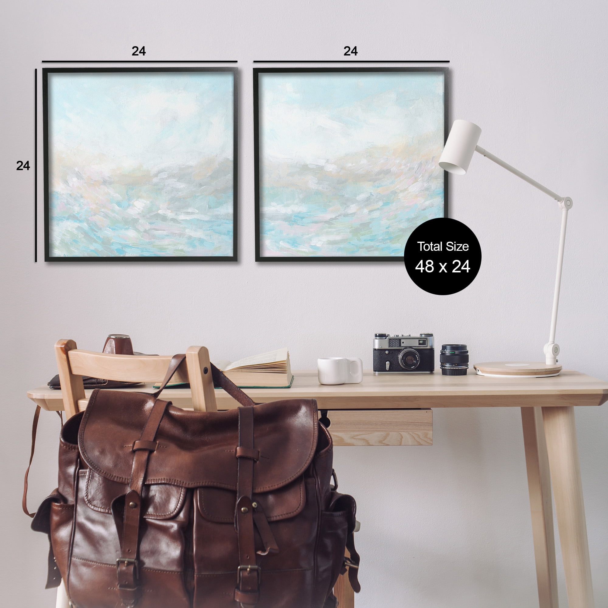 Stupell Industries Abstract Fog Landscape Landscape Painting Black Framed Art Print Wall Art, 24 x 24, Set of 2