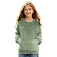 thumbnail image 1 of Cowsor Girls Fuzzy Fleece Pullover Hoodies Sweatshirt Casual Loose Outwear Coat with Pockets, 1 of 7