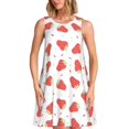 thumbnail image 1 of Balery Hand Drawn Strawberry Vestidos de verano para mujer con estampado: vestido holgado sin mangas, vestido playero informal y cómodo para días calurosos., 1 of 7