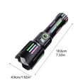 thumbnail image 4 of Linterna LED recargable de 3 mAh con 5 modos, zoom, carga USB y carcasa metálica, ideal para acampadas, actividades al aire libre y cortes de luz, 4 of 8